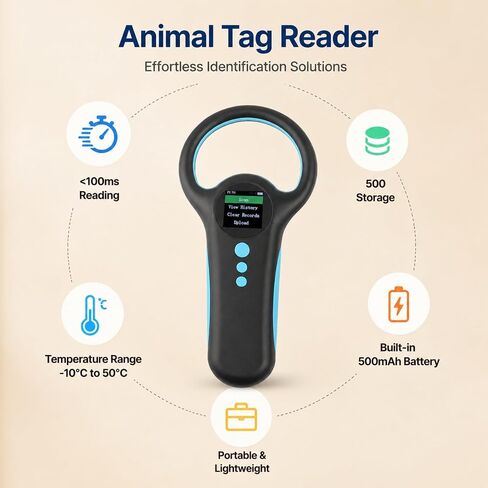 Pet Microchip Reader 134.2K & 125K Dual Frequency Handheld Animal Tag Scanner Rechargeable USB Portable - Fast Chip ID Retrieval, User - Friendly Design for Veterinarians and P in Kuwait