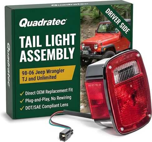 Quadratec Premium Tail Light, Passenger Side - Fits Jeep Wrangler TJ & LJ Unlimited 1998-2006 - Plug and Play Lamp Assembly - Meets OE Specifications - Factory Replacement Tail Light in Kuwait