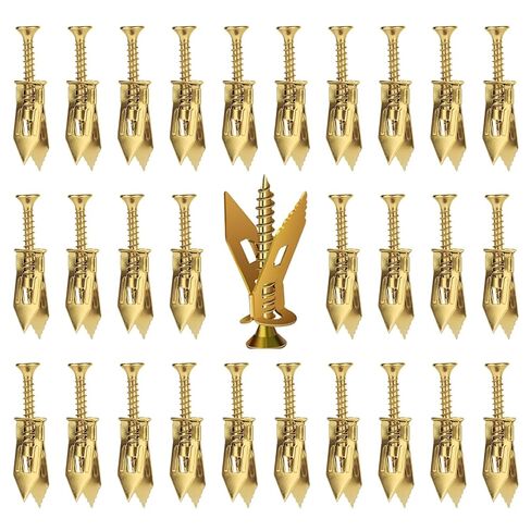 160 Pcs Self Drilling Drywall Anchors with Screws Kit - 80 Pcs Metal Drywall Anchors (0.47X1.18 in) & Sheetrock Screws, Easy Application No Drill Needed, Holds 66 lbs for Wall Hanging Kit in Kuwait