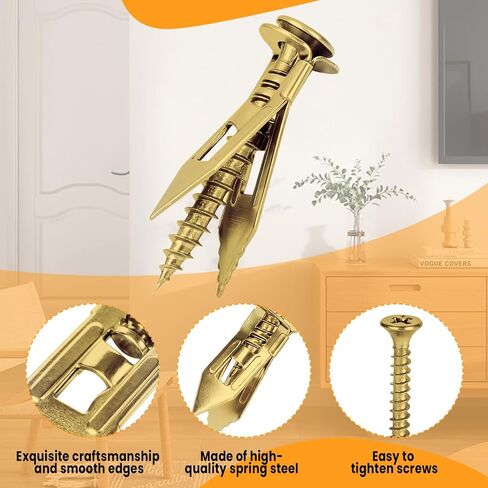 160 Pcs Self Drilling Drywall Anchors with Screws Kit - 80 Pcs Metal Drywall Anchors (0.47X1.18 in) & Sheetrock Screws, Easy Application No Drill Needed, Holds 66 lbs for Wall Hanging Kit in Kuwait