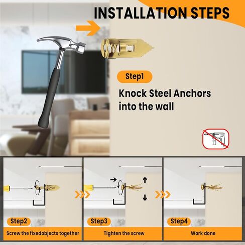 160 Pcs Self Drilling Drywall Anchors with Screws Kit - 80 Pcs Metal Drywall Anchors (0.47X1.18 in) & Sheetrock Screws, Easy Application No Drill Needed, Holds 66 lbs for Wall Hanging Kit in Kuwait