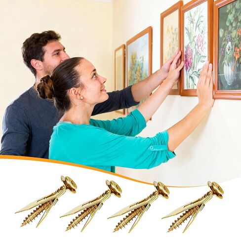 160 Pcs Self Drilling Drywall Anchors with Screws Kit - 80 Pcs Metal Drywall Anchors (0.47X1.18 in) & Sheetrock Screws, Easy Application No Drill Needed, Holds 66 lbs for Wall Hanging Kit in Kuwait