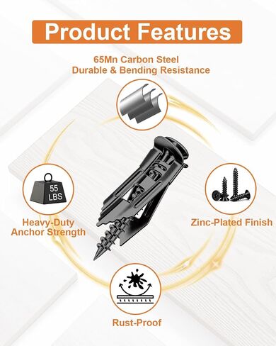Metal Self Drilling Drywall Anchors with Screws Kit with Bit and Level | 420 pcs,No Drilling,Mess Free,Mini Damage,Carbon steel,Hold on 66 Pound in Kuwait