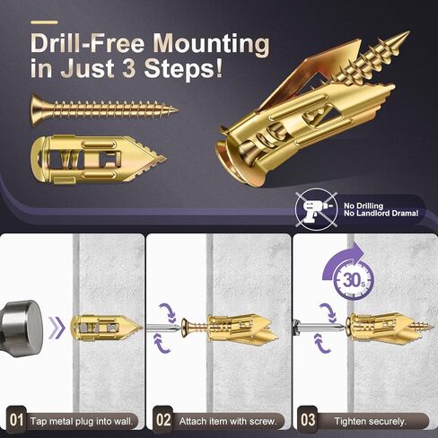 80pcs Self Drilling Drywall Anchors and Screws Kit, Upgraded 3 Sizes Heavy Duty Wall Anchors Kit Zinc Plated Steel, No Pre-Drill No Holes, Holds 100LBS+ for Picture Frames, Shelves, TV in Kuwait