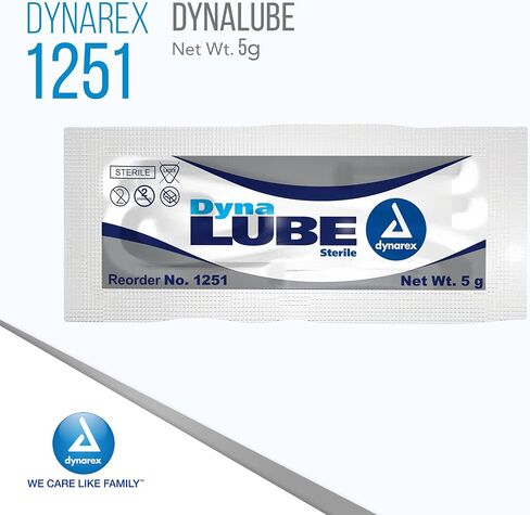 Dynarex DynaLube جيلي التشحيم، جيلي التشحيم المعقم والقابل للذوبان في الماء، يستخدم لفتحات الجسم والأدوات المفصلية والأجهزة الطبية، علبة واحدة تحتوي على 864 عبوة DynaLube، 5 جم (12 صندوقًا من 72) in Kuwait