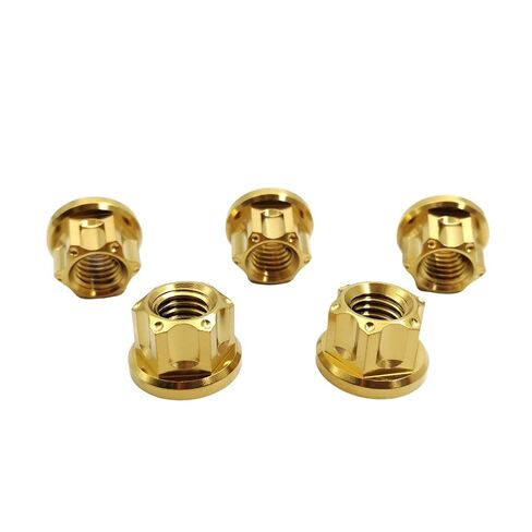 RISON Titanium Nuts M6 M8 M10 M12 Nut Hex Flange Bolt Screw Nut for Locomotive and Motorcycle Bicycle Car Boat Brake Accessories Titanium Fasteners Titanium Nut Pack of 5 (M8, Burnt Blue) in Kuwait