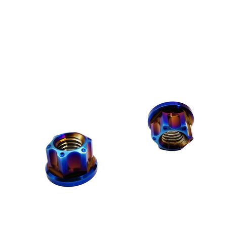 RISON Titanium Nuts M6 M8 M10 M12 Nut Hex Flange Bolt Screw Nut for Locomotive and Motorcycle Bicycle Car Boat Brake Accessories Titanium Fasteners Titanium Nut Pack of 5 (M8, Burnt Blue) in Kuwait