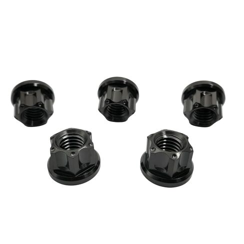 RISON Titanium Nuts M6 M8 M10 M12 Nut Hex Flange Bolt Screw Nut for Locomotive and Motorcycle Bicycle Car Boat Brake Accessories Titanium Fasteners Titanium Nut Pack of 5 (M8, Burnt Blue) in Kuwait