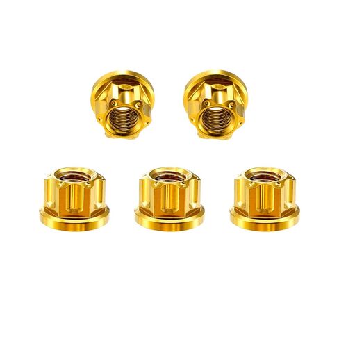 RISON Titanium Nuts M6 M8 M10 M12 Nut Hex Flange Bolt Screw Nut for Locomotive and Motorcycle Bicycle Car Boat Brake Accessories Titanium Fasteners Titanium Nut Pack of 5 (M8, Burnt Blue) in Kuwait