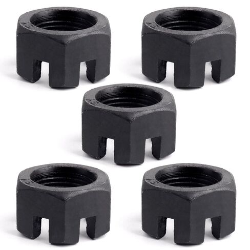 5pcs Hexagon Slotted Nuts,M16x1.5 Grade 4.8 Carbon Steel Castle Nuts for Mechanical Equipment Furniture Fasteners (Black Plating, M16x1.5) in Kuwait