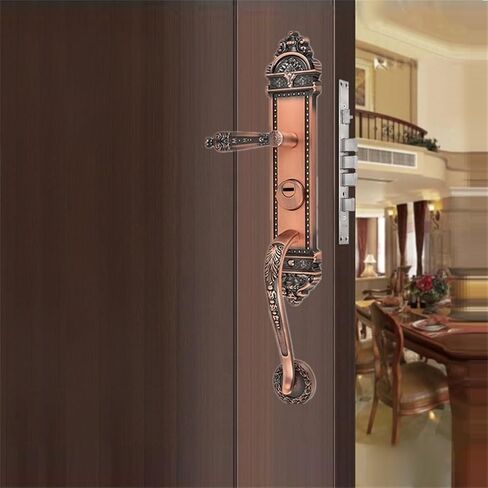 قفل باب الأمان مصنوع من سبائك الزنك ومقبض منحوت وأقفال من الخشب الصلب in Kuwait
