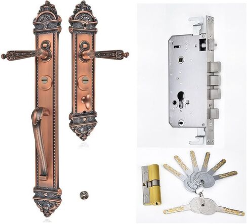 Zinc Alloy Carved Handle Lock Cylinder Solid Wood Door Anti-Theft Locks in Kuwait