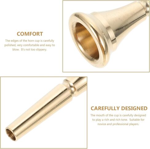 Abaodam Golden Copper French Horn Mouthpiece for Intermediate Players and Students, Loud Sound, Easy to Clean, Creative Design Horn Part for Music Instrument Practice in Kuwait