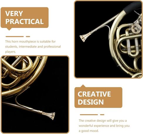 Abaodam Golden Copper French Horn Mouthpiece for Intermediate Players and Students, Loud Sound, Easy to Clean, Creative Design Horn Part for Music Instrument Practice in Kuwait