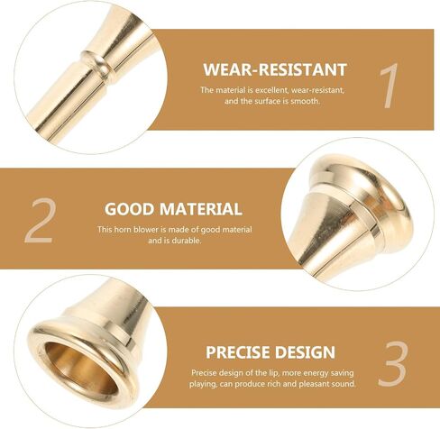 Amosfun Golden Copper French Horn Mouthpiece Replacement Accessory with Smooth Tone and Good Sound Effect, Creative Design for Intermediate Players and Students in Kuwait