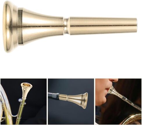 Amosfun Golden Copper French Horn Mouthpiece Replacement Accessory with Smooth Tone and Good Sound Effect, Creative Design for Intermediate Players and Students in Kuwait