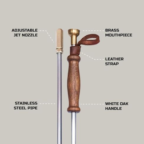 The Blower by Donkey Long Tong | Handmade Fire Blow Pipe with Adjustable Jet Nozzle | Essential Camping Gear Fire Starter for Campfire, BBQ, Fire Pit & Charcoal | Wood Handle Outdoor Fire Blower Gift in Kuwait