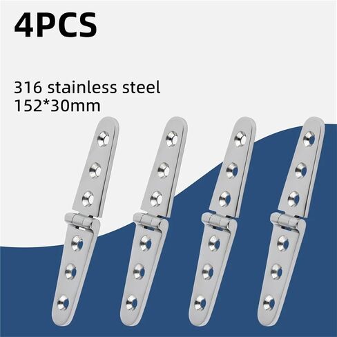 Stainless Steel 316 Door Strap Hinge with 6 Holes Mirror Polish Hardware Casting 30x152mm 4Pcs in Saudi Arabia