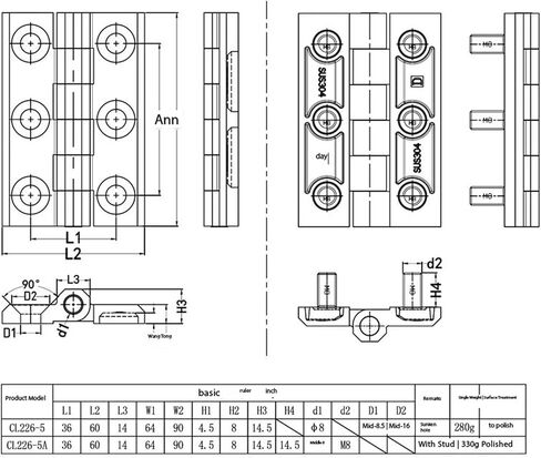 304 Stainless Steel Hinge Thickened Cabinet Door Flat Opening Folding Complete CL226-5 1Pcs in Saudi Arabia