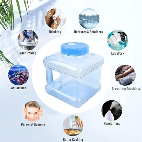 5L Distiller Water Container, Heat Resist, Replacement Bottle for Home Teeth Beauty Distilled Water, Compatible with Countertop Distillers, Crafted from PP, 19.5x19.5x22.5cm (Blue) in Saudi Arabia