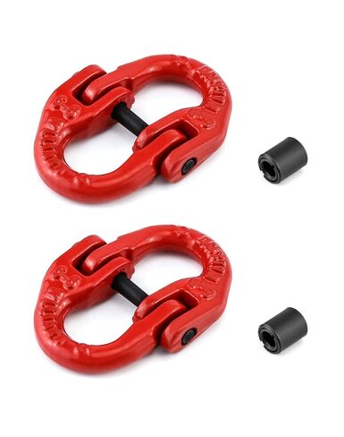 QWORK G80 Alloy Steel Hammerlock Coupling Link Connecting Link, 1/4", Red Painted, 2645 lbs Working Load Limit, 2 Pack in Kuwait