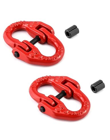 QWORK G80 Alloy Steel Hammerlock Coupling Link Connecting Link, 1/4", Red Painted, 2645 lbs Working Load Limit, 2 Pack in Kuwait