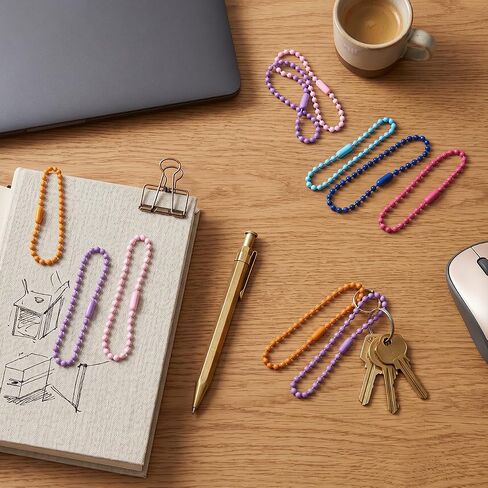 100 Pcs Colorful Ball Bead Metal Chains DIY Keychains in Kuwait
