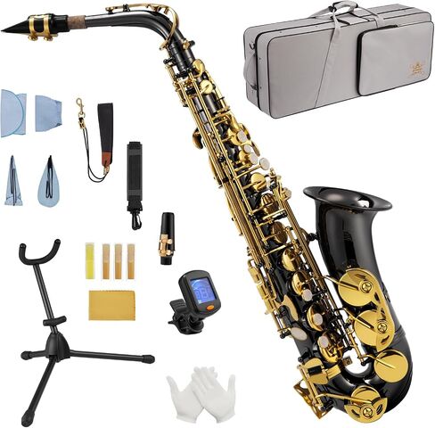 STRICH Bb Tenor Saxophone for Student Beginner, Brass Tenor Sax Kit with Hard Case Stand Neck Strap Mouthpiece and Reeds for Band School, STS-130G, Gold in Kuwait