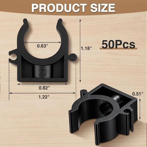 Sliner 50 حزمة 1/2" مقاطع الأنابيب لخطوط الهواء المضغوط Pex Clamps على شكل U الأنابيب المشبك شماعات مرونة عالية شاتيربروف لأنابيب الهواء المضغوط تثبيت خرطوم الأنابيب (أسود) in Kuwait