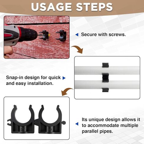 Sliner 50 حزمة 1/2" مقاطع الأنابيب لخطوط الهواء المضغوط Pex Clamps على شكل U الأنابيب المشبك شماعات مرونة عالية شاتيربروف لأنابيب الهواء المضغوط تثبيت خرطوم الأنابيب (أسود) in Kuwait
