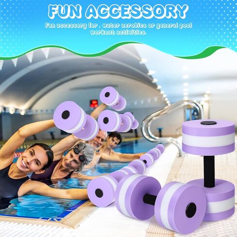 Garneck 2pcs Aquatic Exercise Dumbbell: Water Aerobic Weights for Pool Resistance - Swimming Foam Barbells Water Sports Barbell Fitness Equipment for Men Women in Kuwait