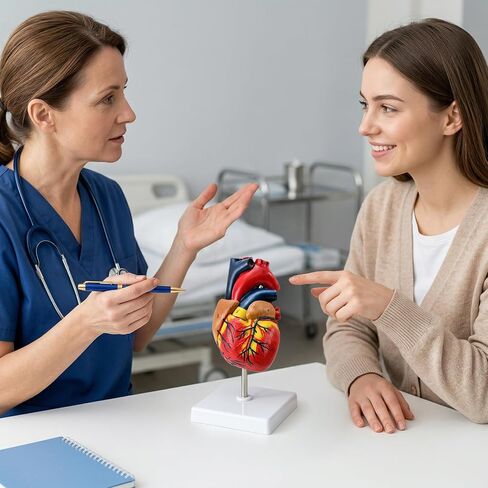 ZENFUN Life Size Human Heart Model, Heart Anatomy Model with 2-Part Magnetic Design with 30 Clearly Labeled Internal Structures, Mounted Display Base for Classroom & Cardiology Study, Educational Use in Kuwait