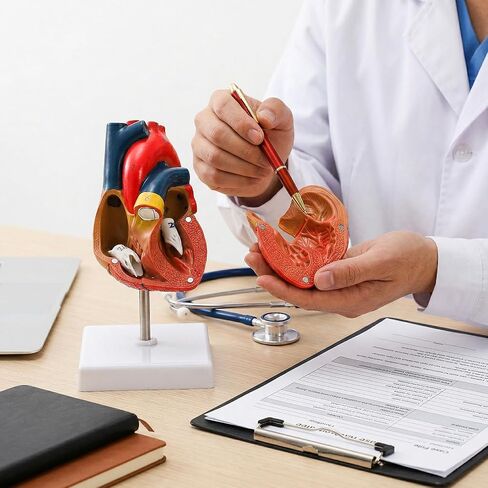 ZENFUN Life Size Human Heart Model, Heart Anatomy Model with 2-Part Magnetic Design with 30 Clearly Labeled Internal Structures, Mounted Display Base for Classroom & Cardiology Study, Educational Use in Kuwait