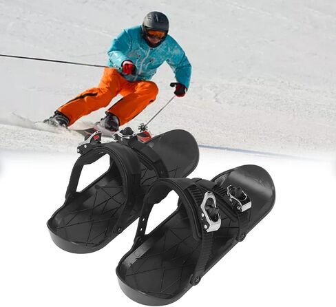 Portable Short Skis, Mini Ski Skates with Adjustable Binding for Winter Outdoor Snow Sliding Downhill Cross Country Black One Size in Kuwait