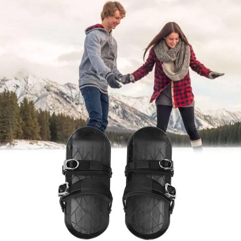 Portable Short Skis, Mini Ski Skates with Adjustable Binding for Winter Outdoor Snow Sliding Downhill Cross Country Black One Size in Kuwait