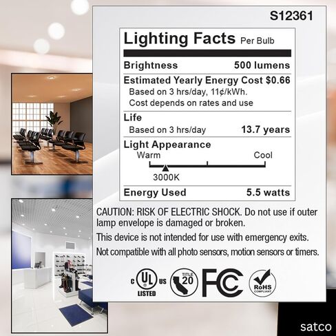 Satco 12V الجهد المنخفض LED MR16 ضوء كشاف 5.5W 50W يعادل 3000K أبيض ناعم 90+ CRI 15 درجة شعاع GU5.3 قاعدة ثنائية الدبوس قابلة للتعتيم جزء نهائي شفاف S12361 (6 عبوات) in Kuwait