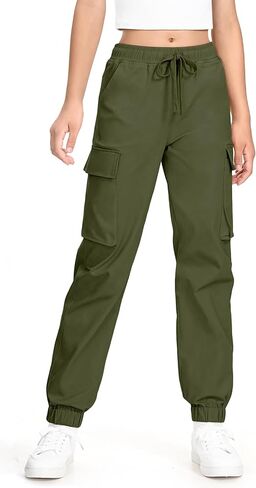 Kereda Girls Cargo Pants Jogger مرن الخصر مع الجيوب السراويل الموحد ملابس للبنات في سن المراهقة in Kuwait