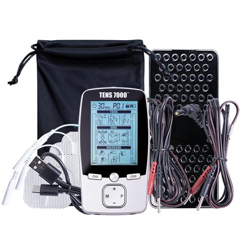 TENS 7000 3-in-1 Combo TENS Unit Muscle Stimulator, Back Pain Relief, Sciatica, Neck, Shoulder, Muscle Pain, Electronic Pulse Massage, 36 Customizable Programs, 4 Electrode Pads in Kuwait