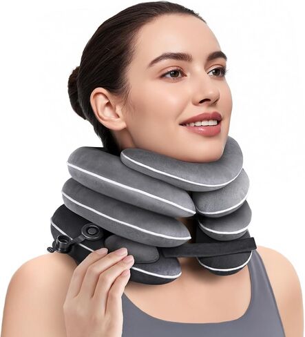 Built-in Inflatable Neck Stretcher with High-Front & Low-Back for Effective Traction, Neck Decompression Devices with 3-Layer Chambers in Varied Sizes, Neck Decompression Home Use in Kuwait