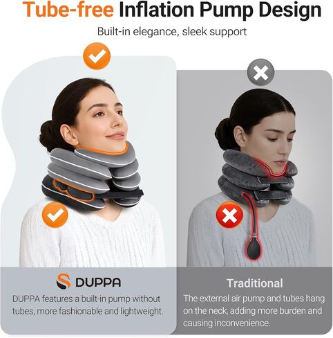 Built-in Inflatable Neck Stretcher with High-Front & Low-Back for Effective Traction, Neck Decompression Devices with 3-Layer Chambers in Varied Sizes, Neck Decompression Home Use in Kuwait