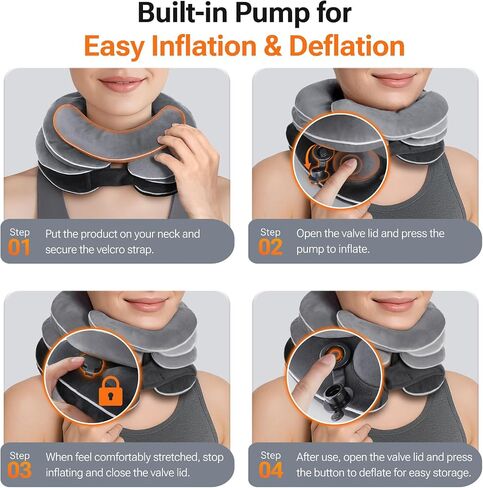 Built-in Inflatable Neck Stretcher with High-Front & Low-Back for Effective Traction, Neck Decompression Devices with 3-Layer Chambers in Varied Sizes, Neck Decompression Home Use in Kuwait
