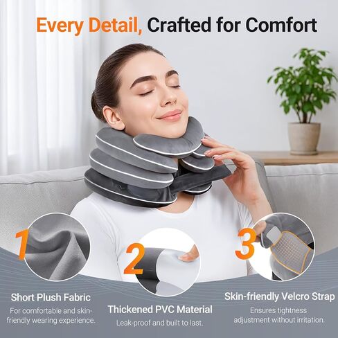 Built-in Inflatable Neck Stretcher with High-Front & Low-Back for Effective Traction, Neck Decompression Devices with 3-Layer Chambers in Varied Sizes, Neck Decompression Home Use in Kuwait