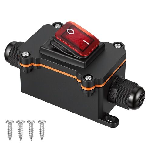 12V Inline Switch, IP67 Waterproof Inline Cord Switch with Red Indicator Light Heavy Duty 12 Volt Toggle Switchs On-Off Two Side Entry and Exit Line for Automotive Marine Outdoor Equipment in Kuwait