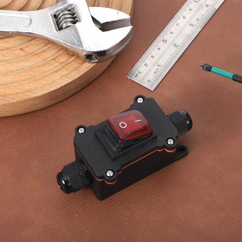 12V Inline Switch, IP67 Waterproof Inline Cord Switch with Red Indicator Light Heavy Duty 12 Volt Toggle Switchs On-Off Two Side Entry and Exit Line for Automotive Marine Outdoor Equipment in Kuwait