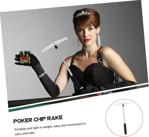 KICHOUSE Chip Collector Poker Game Rake Stick Poker Chip Harrow رافعة إغلاق محمولة in Kuwait