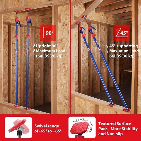 WORKPRO Cabinet Jack Support Pole, 54-114 Inches Steel Telescopic Quick Support Rod Adjustable 3rd Hand Support System with 154 lbs Capacity for Cabinet Jack, Drywall Jack& Cargo Bars, 4-Pack in Kuwait