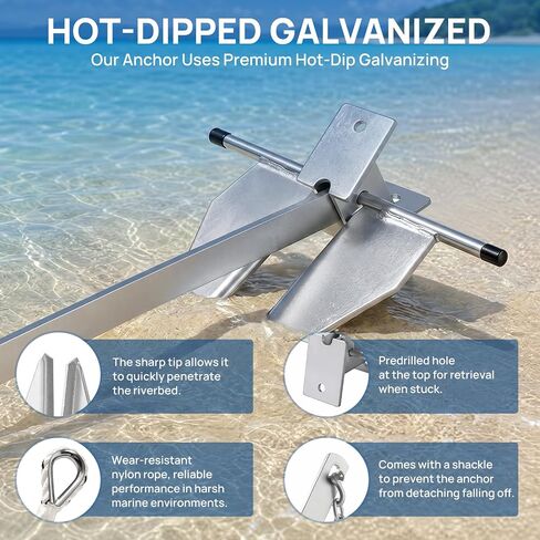 Heavy Duty Boat Anchor Kit with a 5 lb Danforth Anchor,Anchor Chain,Rope and Shackles,Fluke Anchor for Pontoons, Dinghies, Fishing Boats, Bass Boats,Sport Yachts in Kuwait