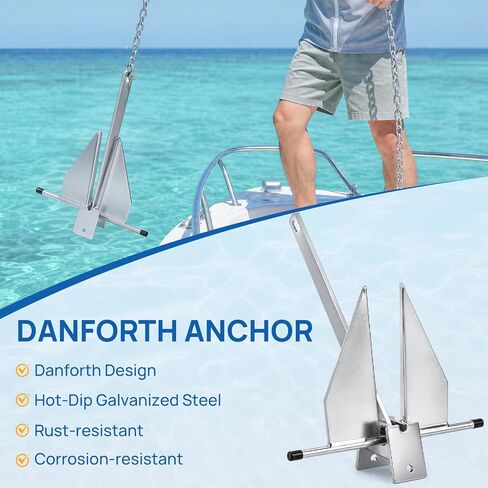 Heavy Duty Boat Anchor Kit with a 5 lb Danforth Anchor,Anchor Chain,Rope and Shackles,Fluke Anchor for Pontoons, Dinghies, Fishing Boats, Bass Boats,Sport Yachts in Kuwait