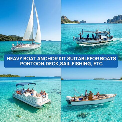 Heavy Duty Boat Anchor Kit with a 5 lb Danforth Anchor,Anchor Chain,Rope and Shackles,Fluke Anchor for Pontoons, Dinghies, Fishing Boats, Bass Boats,Sport Yachts in Kuwait