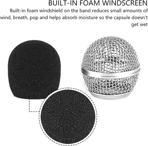 Musiin Microphone Grille compatible with SM58, SM58-LC, SM58S, BETA 58A, SV100, PGX24, SLX4 Microphone Head Cover, Microphone Ball Head Grille, Pickup Head Parts (Silver) in Kuwait